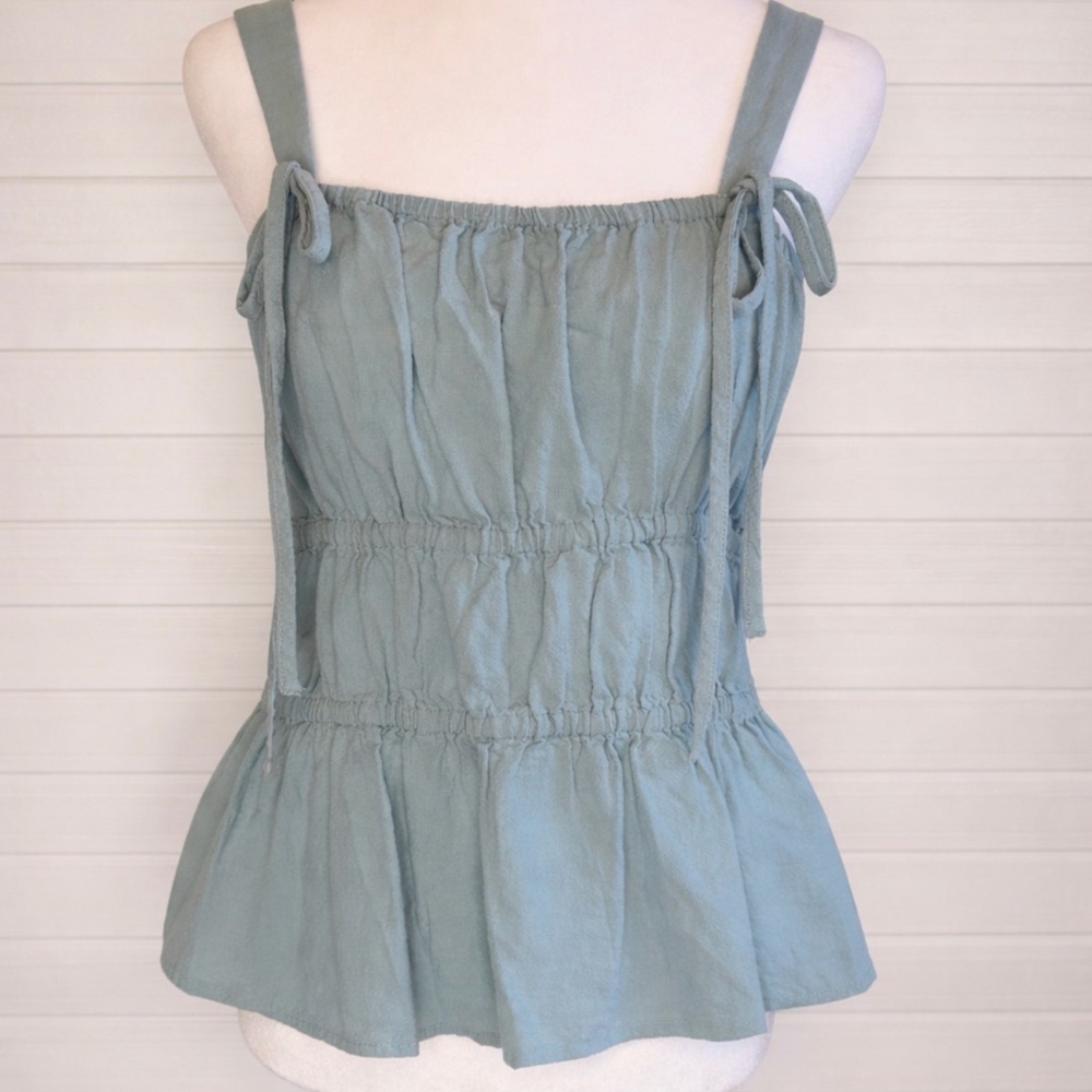 Universal Thread Sage Green Tie-Shoulder Ruffle Hem Camisole